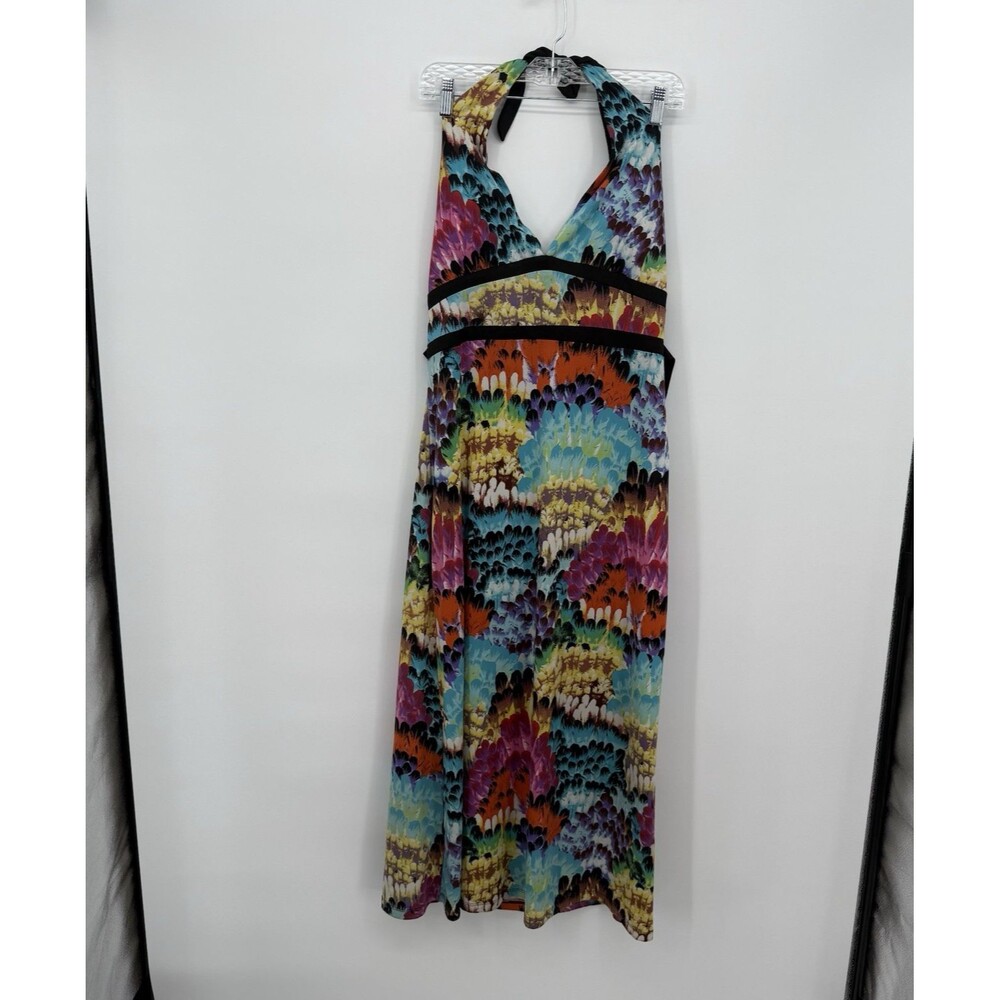 Hypnotik Colorful Geometric Halter Midi Dress Size XL Y2k Style Summer